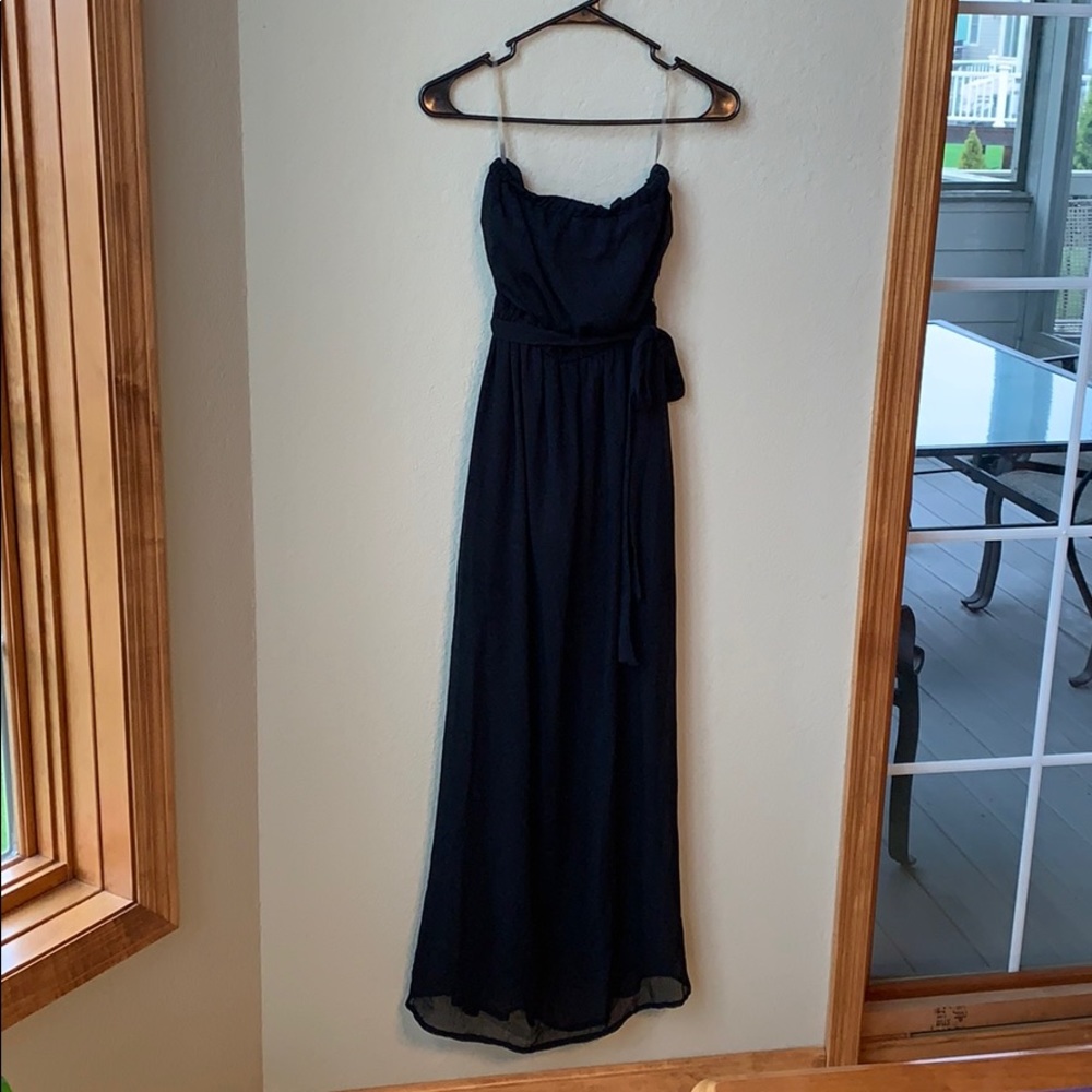 Strapless black maxi dress